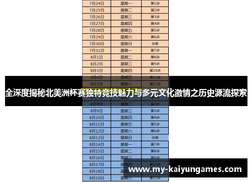 全深度揭秘北美洲杯赛独特竞技魅力与多元文化激情之历史源流探索